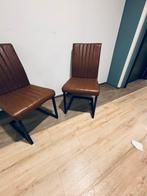 2 Leren Eetkamerstoelen, Gebruikt, Twee, Bruin, Leer