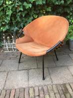Vintage  suede leren fauteuiltje.  Balloon. 1960., Ophalen, Zo goed als nieuw, Metaal