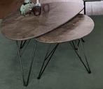 Salontafel set in betonlook en metalen pootjes, Ophalen, 50 tot 100 cm, Modern industrieel landelijk, 50 tot 100 cm