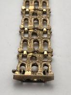 Vintage schakel armband goudkleurig double, Ophalen of Verzenden, Gebruikt, Goud, Overige materialen