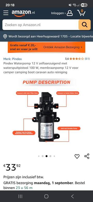 12V Waterpomp Zelfaanzuigend - Camper Boot Auto beschikbaar voor biedingen