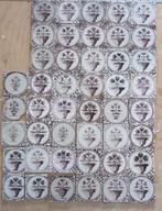 45 st. antieke bloempot in cirkel tegels wandtegel mangaan, Ophalen