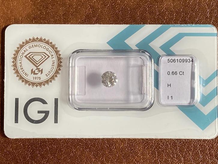 Diamant 0.66 Ct Briljant IGI, Sieraden, Tassen en Uiterlijk, Edelstenen, Nieuw, Ophalen