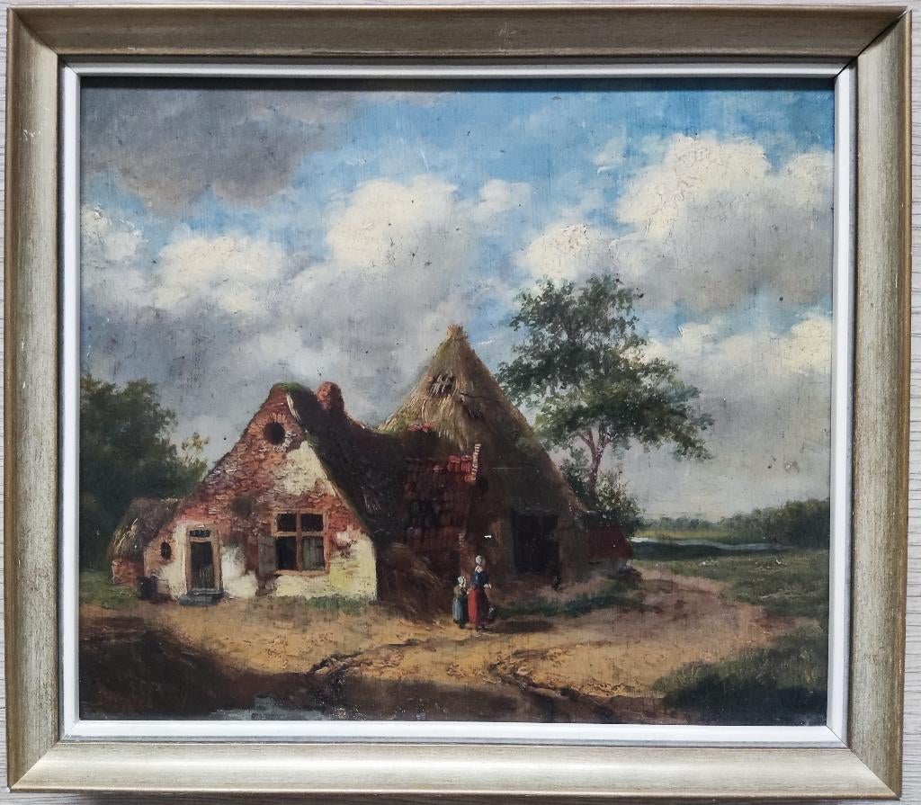 H.D. Kruseman van Elten (1829-1904) - Gezicht op boerderij, Antiek en Kunst, Ophalen of Verzenden