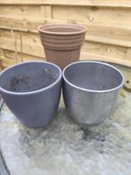 Binnen bloempotten  grijs en Taupe, Tuin en Terras, Bloempotten, Ophalen, Rond, Binnen, Zo goed als nieuw