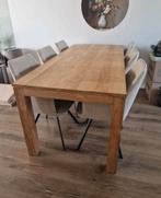 Houten teaktafel 200x90 cm, Ophalen, Gebruikt, 50 tot 100 cm, Vijf personen of meer