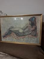 Vintage schilderij blote dame, Antiek en Kunst, Ophalen of Verzenden