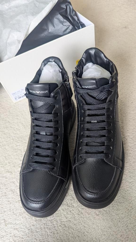 * Emporio Armani leren schoenen maat 39/40 *, Kleding | Heren, Schoenen, Nieuw, Sneakers of Gympen, Zwart, Ophalen of Verzenden