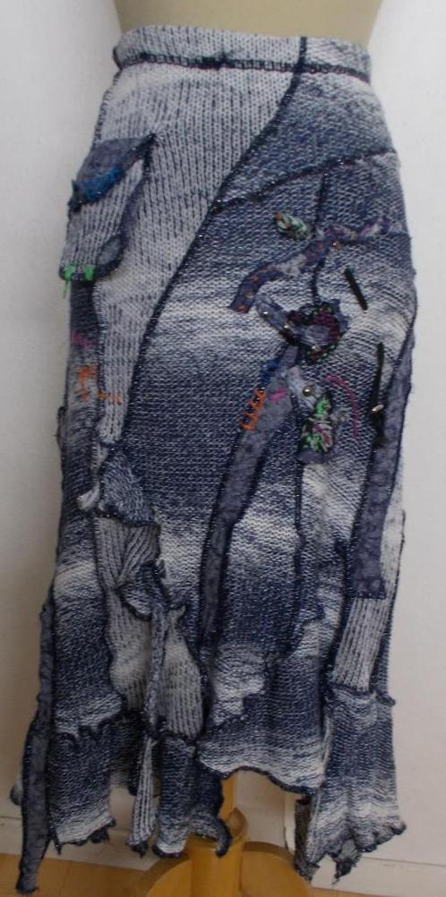 Aparte knitwear lange rok! M/L, Kleding | Dames, Rokken, Zo goed als nieuw, Maat 38/40 (M), Blauw, Onder de knie, Verzenden