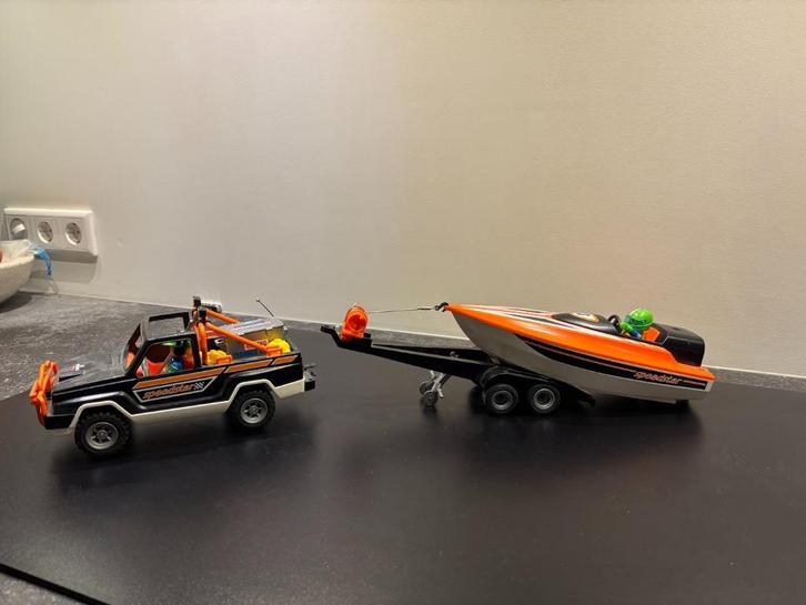 Playmobil Pick-up met speedboot en onderwatermotor – 3399, Kinderen en Baby's, Speelgoed | Playmobil, Gebruikt, Complete set, Ophalen