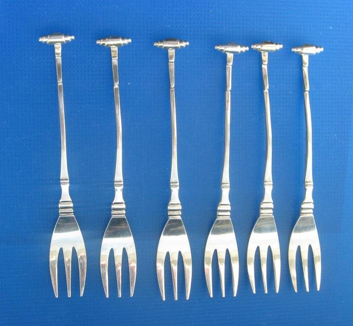 Zilveren en modern design (set van 6) taart vorkjes, Antiek en Kunst, Antiek | Goud en Zilver, Zilver, Verzenden
