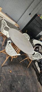 Grote ronde tafel met 4 stoelen, Ophalen, Zo goed als nieuw