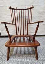 retro houten spijlenstoel/vintage fauteuil met kussens, Verzamelen, Retro, Huis en Inrichting, Ophalen