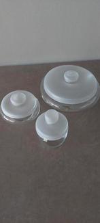 Leerdam glazen schalen met deksel melkglas, Antiek en Kunst, Antiek | Glas en Kristal, Ophalen