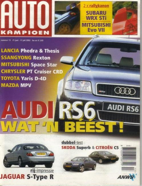 Autokampioen 13 2002 : Audi RS6 - Mitsubishi Lancer Evo 7, Boeken, Auto's | Folders en Tijdschriften, Gelezen, Algemeen, Ophalen of Verzenden