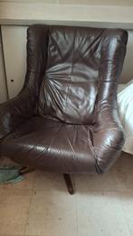 lederen fauteuil met draaipoot, Ophalen, Gebruikt, 75 tot 100 cm, Leer