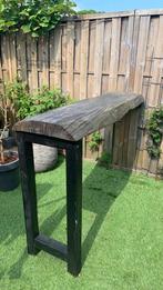 Boomstamtafel bar tafel eiken blad, Tuin en Terras, Gebruikt, Hout, Ophalen