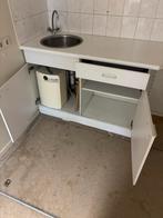 Keukenblok met boiler en bovenkastjes, Huis en Inrichting, Ophalen, Gebruikt, 100 tot 150 cm, Wit
