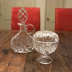 Glazen Karaf en Suikerpot met Bloemmotief, Antiek en Kunst, Antiek | Glas en Kristal, Ophalen of Verzenden
