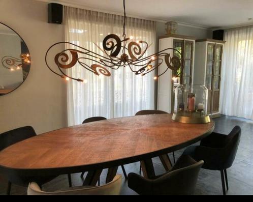 Maroeska metz design kroonluchter rvs krullen, Huis en Inrichting, Lampen | Hanglampen, Zo goed als nieuw, 75 cm of meer, Verzenden