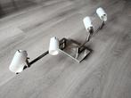 Design Led Wandlamp met RVS Armatuur en Melkglas Kelken, Gebruikt, Ophalen of Verzenden, Glas