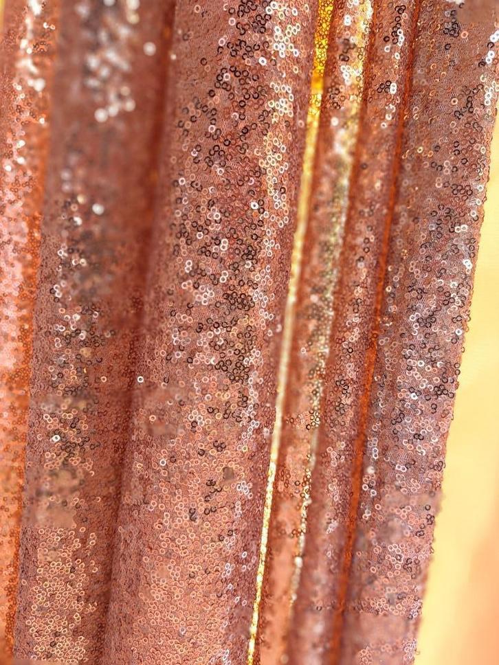 Glitter pailetten gordijnen rosé kleur, Huis en Inrichting, Stoffering | Gordijnen en Lamellen, Zo goed als nieuw, 200 cm of meer