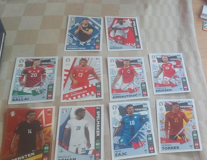 10 voetbal plaatjes EK 2024 oa Robertson Eriksen Sallai Kokc, Hobby en Vrije tijd, Stickers en Plaatjes, Nieuw, Meerdere plaatjes