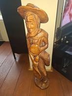 Houten beeld van een man met hoed, Antiek en Kunst, Ophalen of Verzenden