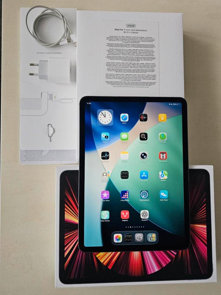 Prachtige ipad pro 3e Gen 256GB  M-1(WiFi+ mobile internet), Computers en Software, Apple iPads, Zo goed als nieuw, Apple iPad Pro