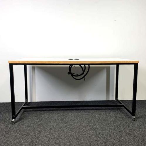 Bartafel Verrijdbaar - Werktafel Houten Blad - Zwart Frame, Antiek en Kunst, Antiek | Meubels | Tafels, Ophalen