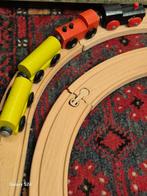 Vintage houten treinbaan met houten Lokomotiven zie foto's, Antiek en Kunst, Ophalen of Verzenden