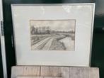 Tekening van G.N. Woudt - Landschap, Ophalen of Verzenden
