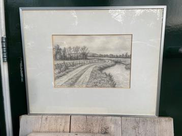 Tekening van G.N. Woudt - Landschap beschikbaar voor biedingen