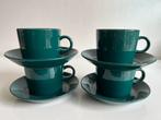 Set 4 Arabia Teema Koffiekop-Schotel Groen Kaj Franck, Ophalen of Verzenden
