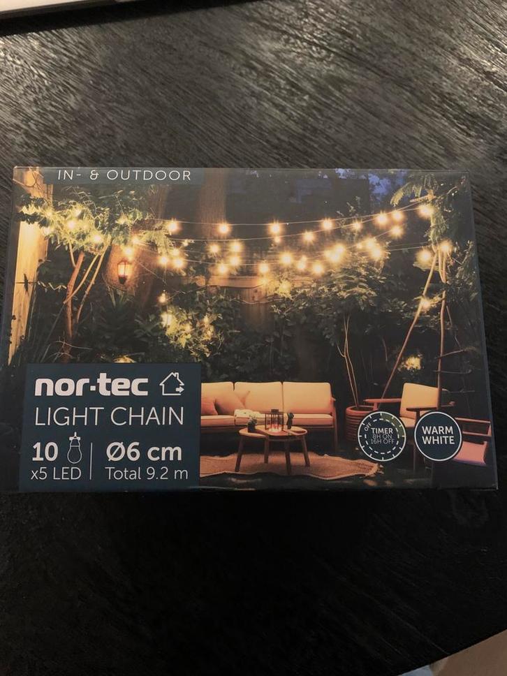 Nortec Lichtketting IP44 50 LED Warm Wit Binnen&buiten 9.2M, Tuin en Terras, Buitenverlichting, Nieuw, Overige typen, Kunststof