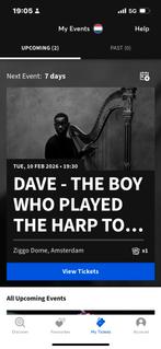 Dave the boy who played the harp tour zitplaatsen, Eén persoon