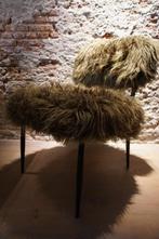 Olijfgroene Hairy fauteuil armchair (homestock), Huis en Inrichting, Fauteuils, Ophalen of Verzenden, Zo goed als nieuw, 75 tot 100 cm