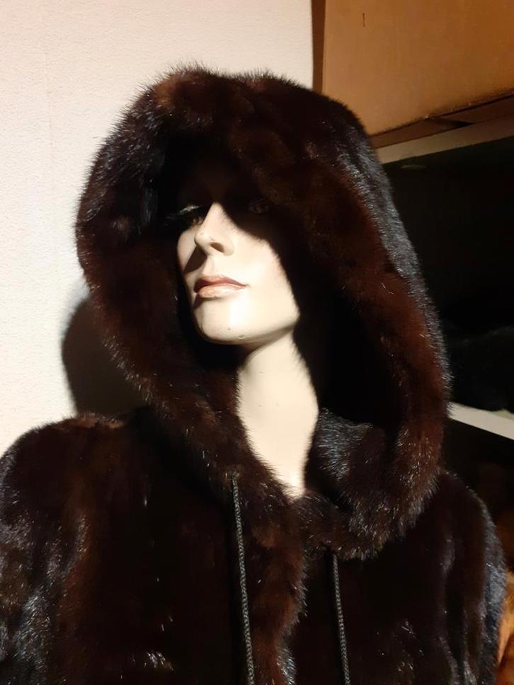 Prachtige echte MINK bontjas + gevoerde capuchon bont jas M, Kleding | Dames, Jassen | Winter, Zo goed als nieuw, Maat 38/40 (M)