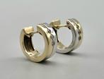 Vintage bi-color design oorbellen met zirkonia's. 2025/704., Hangers, ., Ophalen of Verzenden, Zo goed als nieuw