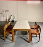 Uitschuifbare Pastoe tafel met stoelen  - Wengé, Huis en Inrichting, Tafels | Eettafels, Gebruikt, 100 tot 150 cm, Ophalen of Verzenden