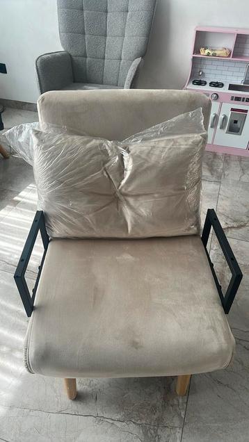 Moderne Fauteuil - Beige Stof & Metalen Frame beschikbaar voor biedingen