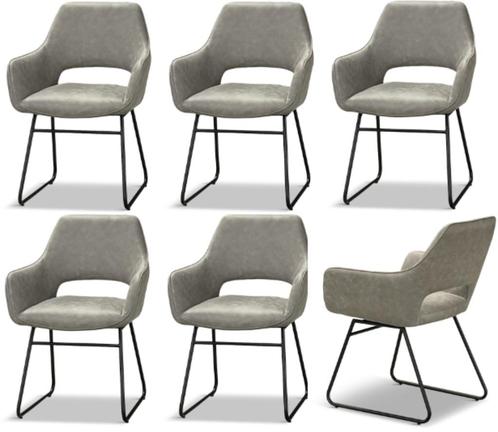 Arm stoel grijs microleder stof stoel buisframe grijs taupe, Huis en Inrichting, Stoelen, Nieuw, Eén, Stof, Grijs, Ophalen of Verzenden