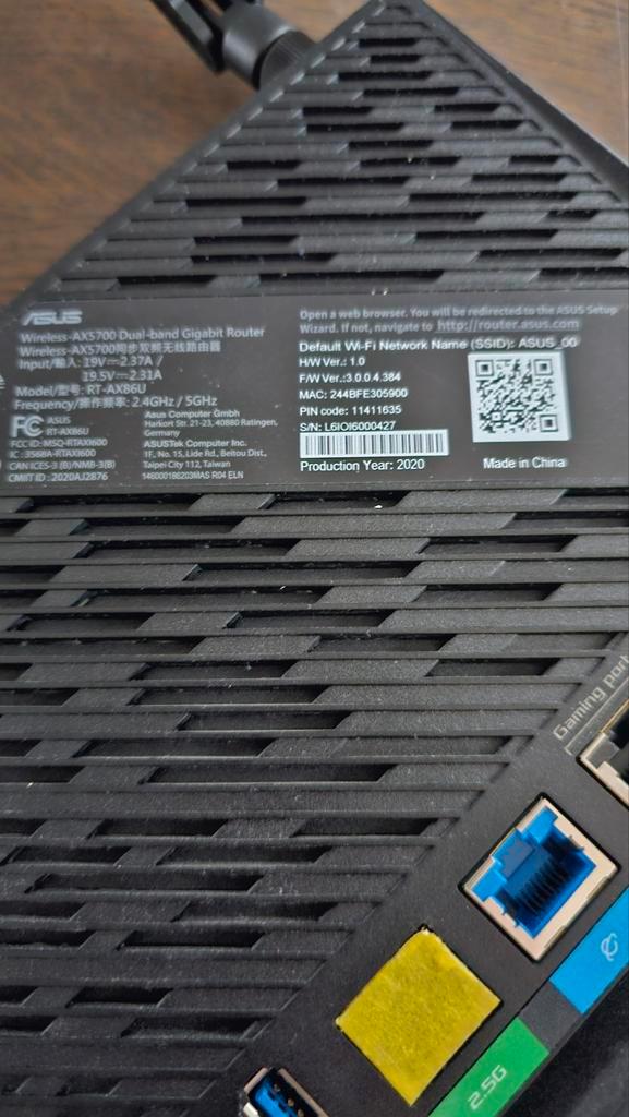 Asus RT-AX86U Router - Gigabit Dual-band, Computers en Software, Routers en Modems, Zo goed als nieuw, Router, Ophalen of Verzenden