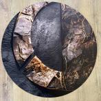 Moderne abstracte muurcirkel op forex – 70 cm | Zwart-goud, Nieuw, Info@demuurdecoratie.nl, 9076KA, De Muurdecoratie