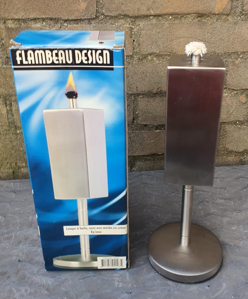 Design tafel fakkel RVS – nieuw met doos, Ophalen of Verzenden, Nieuw