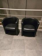 9 Zwarte Fauteuils, Gebruikt, Minder dan 75 cm, Leer, Ophalen of Verzenden