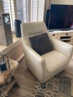 Leren draai fauteuil kleur room wit, Ophalen, Zo goed als nieuw, 75 tot 100 cm, 50 tot 75 cm