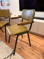 Eetkamerstoel - Zwart Staal, Hout & Leer, Huis en Inrichting, Stoelen, Ophalen, Twee, Overige kleuren, Gebruikt