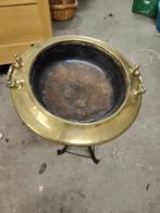 Antieke Koperen Plantenbak op Voet - 44cm, Ophalen