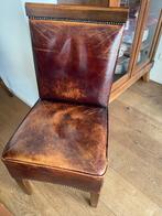 Mahoniehouten eettafel met 6 leren stoelen, Huis en Inrichting, Tafels | Eettafels, Ophalen, Gebruikt, 50 tot 100 cm, 150 tot 200 cm